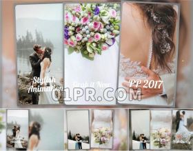 Pr模板相册 12张77秒竖版手机照片优雅婚礼生日纪念 Pr电子相册模